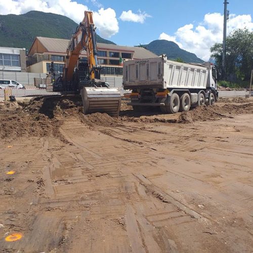 A sports field being worked on during scheduled seasonal maintenance.