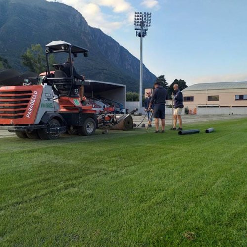 A green technical area dedicated to sports during top dressing and leveling