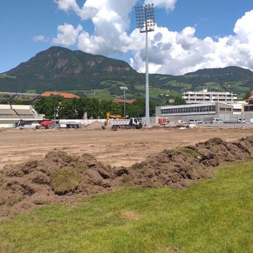A natural grass sports field undergoing irrigation optimization
