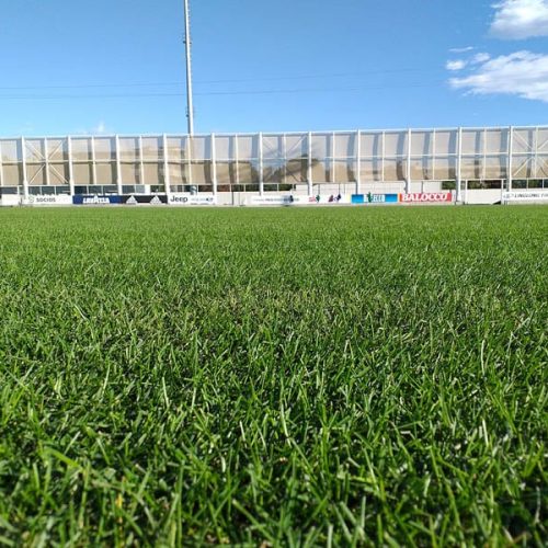 Terreno di gioco del Juventus Training Center dopo la rizollatura, lavori Paradello