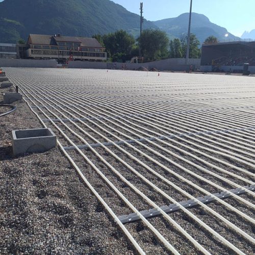 A natural grass surface for a sports facility during aeration and scarification