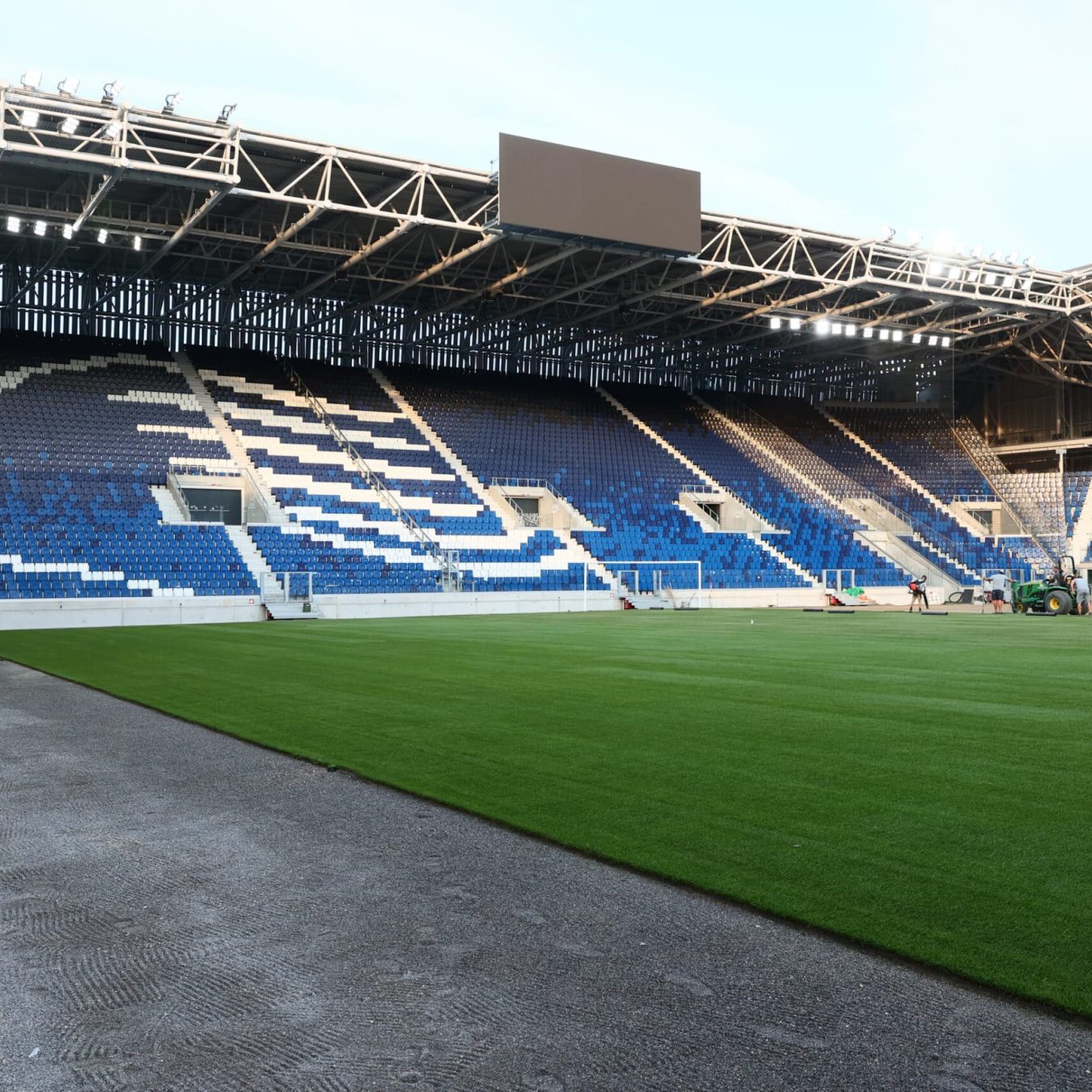 Cantiere del terreno di gioco New Balance Arena Bergamo, intervento Paradello